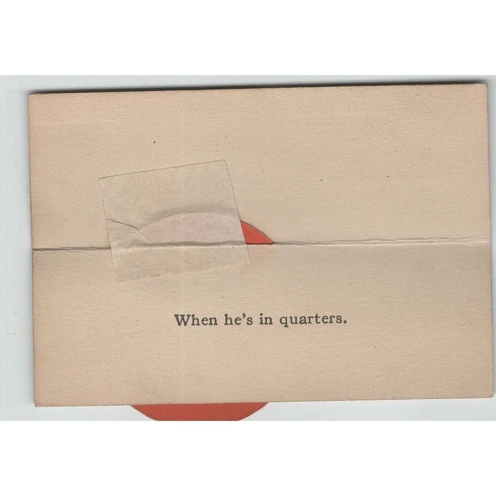 Vintage Mechanical Riddle Place Cards Red Sun Face Novelty Ephemera Set of 3